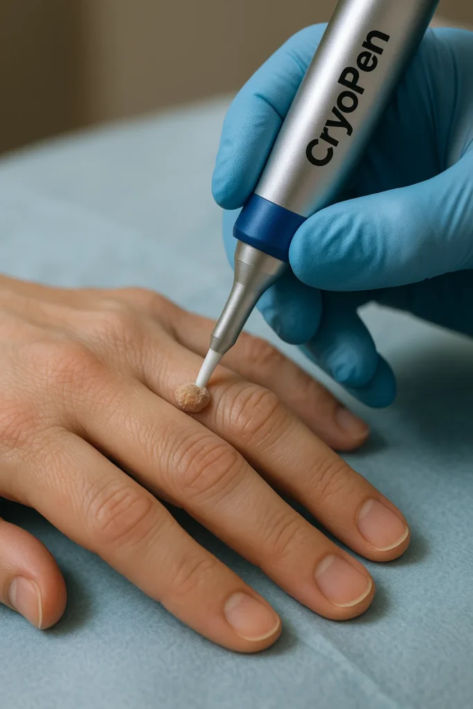 example of cryopen wart removal Greenford treatment on a persons finger