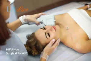 Woman having Hi-Fu to reduce wrinkles Greenford.