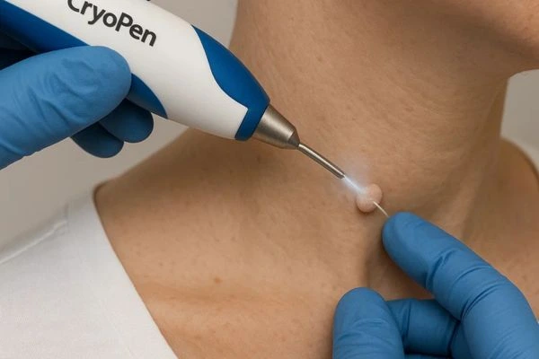 Person receiving Cryotherapy skin tag removal Greenford